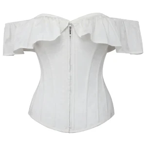 Marigold Top corset en coton blanc à manches à volants