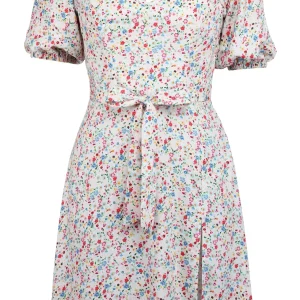 Gladiolus Robe corset en viscose avec motif floral et manches bouffantes