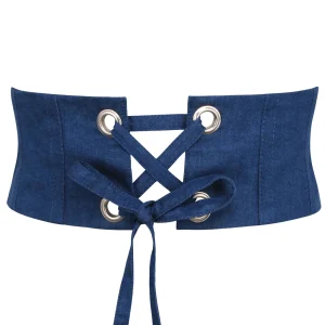 Violet Serre-taille en tissu chambray bleu