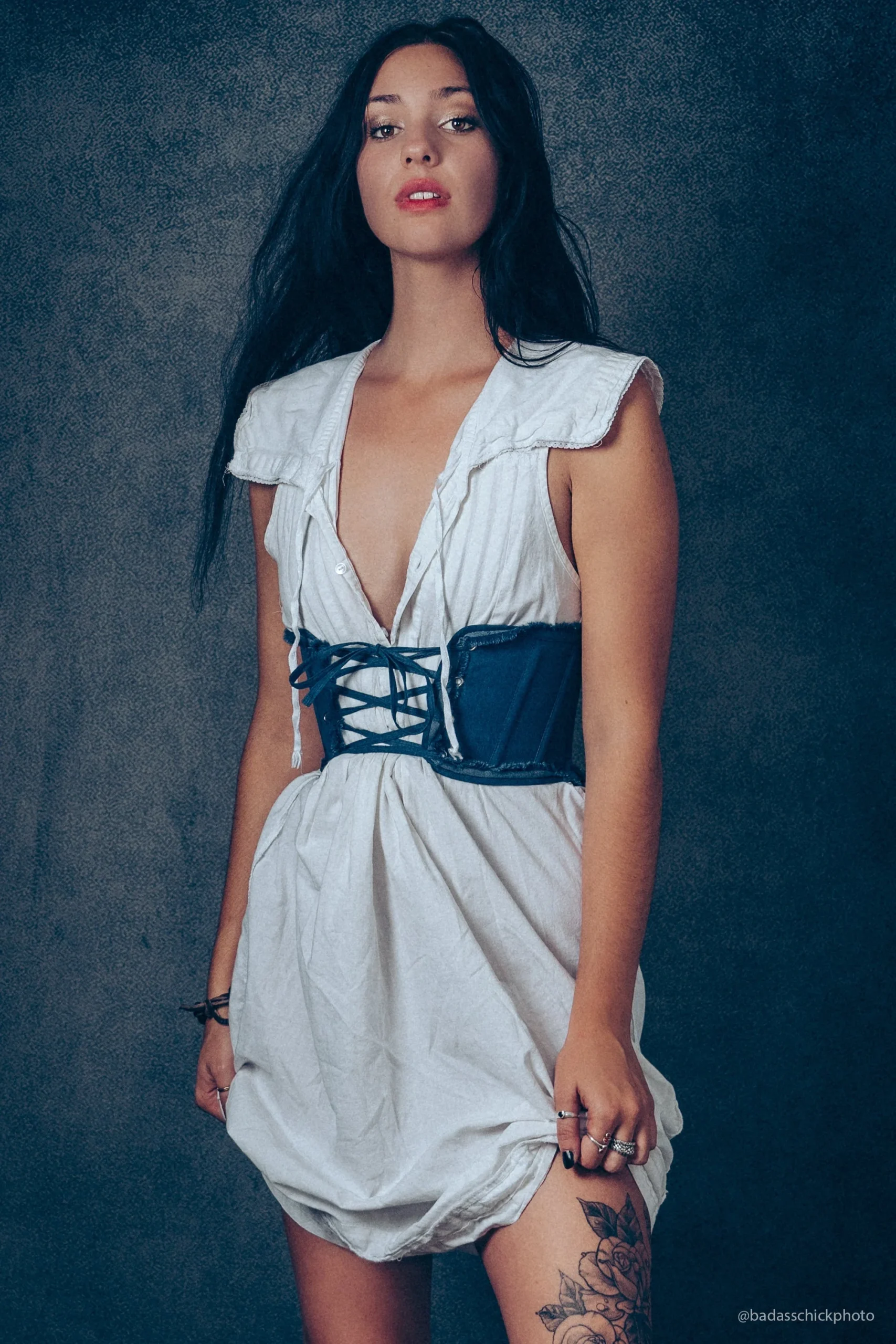 Denim Corset Inspired Front Tie Belt – Image 2