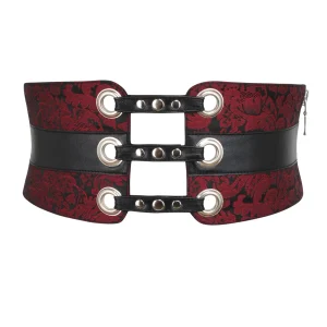 Maroon Brocade Corset Inspired Belt