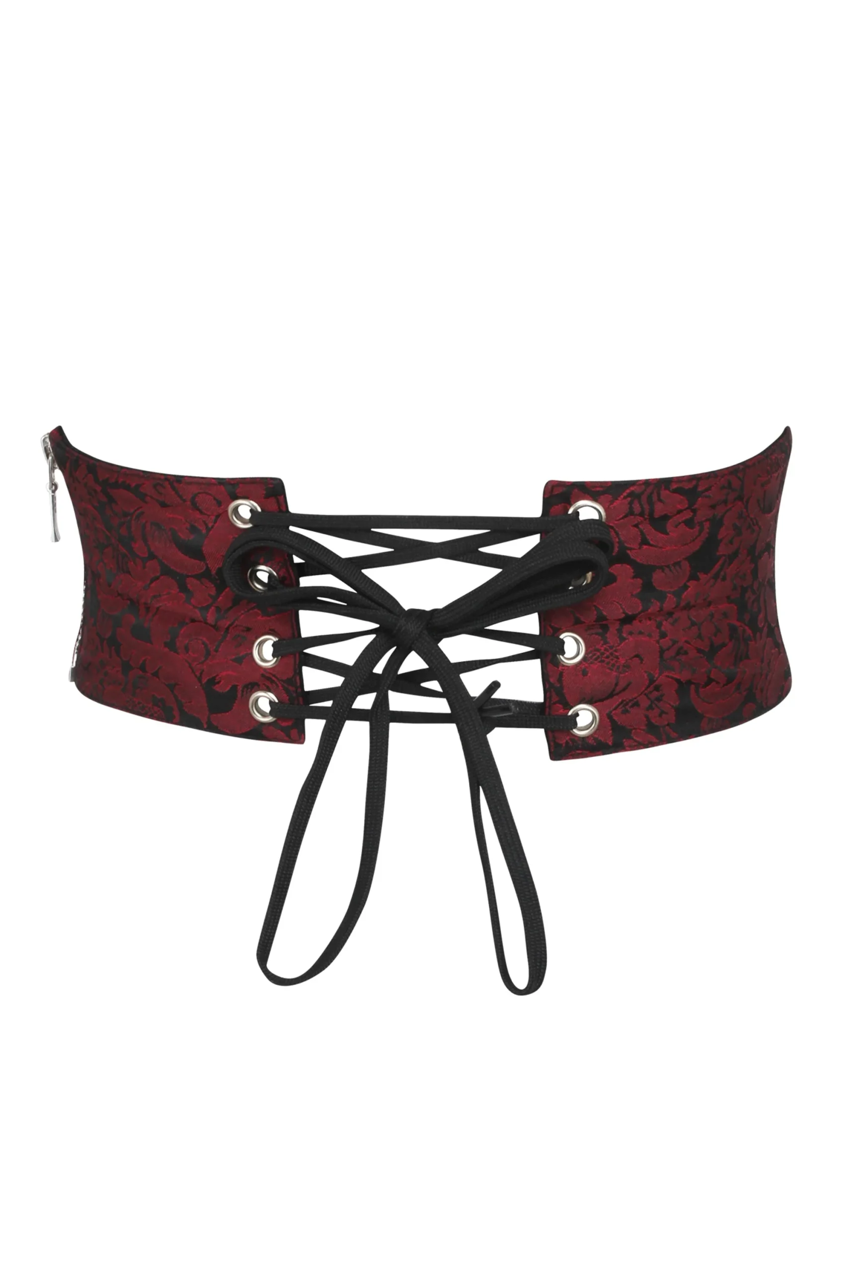 Maroon Brocade Corset Inspired Belt – Image 2
