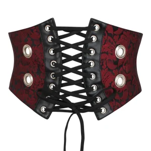 Maroon Brocade and PVC Corset Inspired Belt