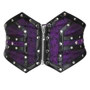 Purple Studded Brocade & PVC Corset Inspired Belt