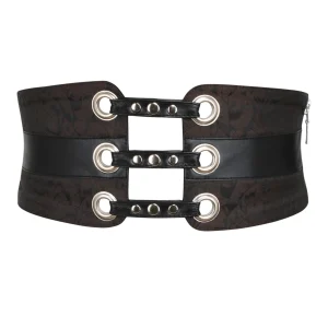 Brown Brocade Steampunk & PVC Corset Belt