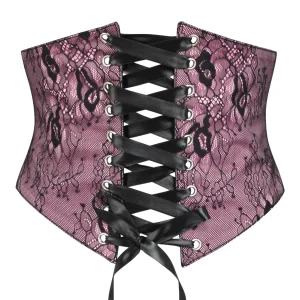 Pink & Black Lace Overlay Corset Belt