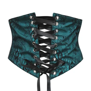 Turquoise Satin & Lace Overlay Corset Inspired Belt