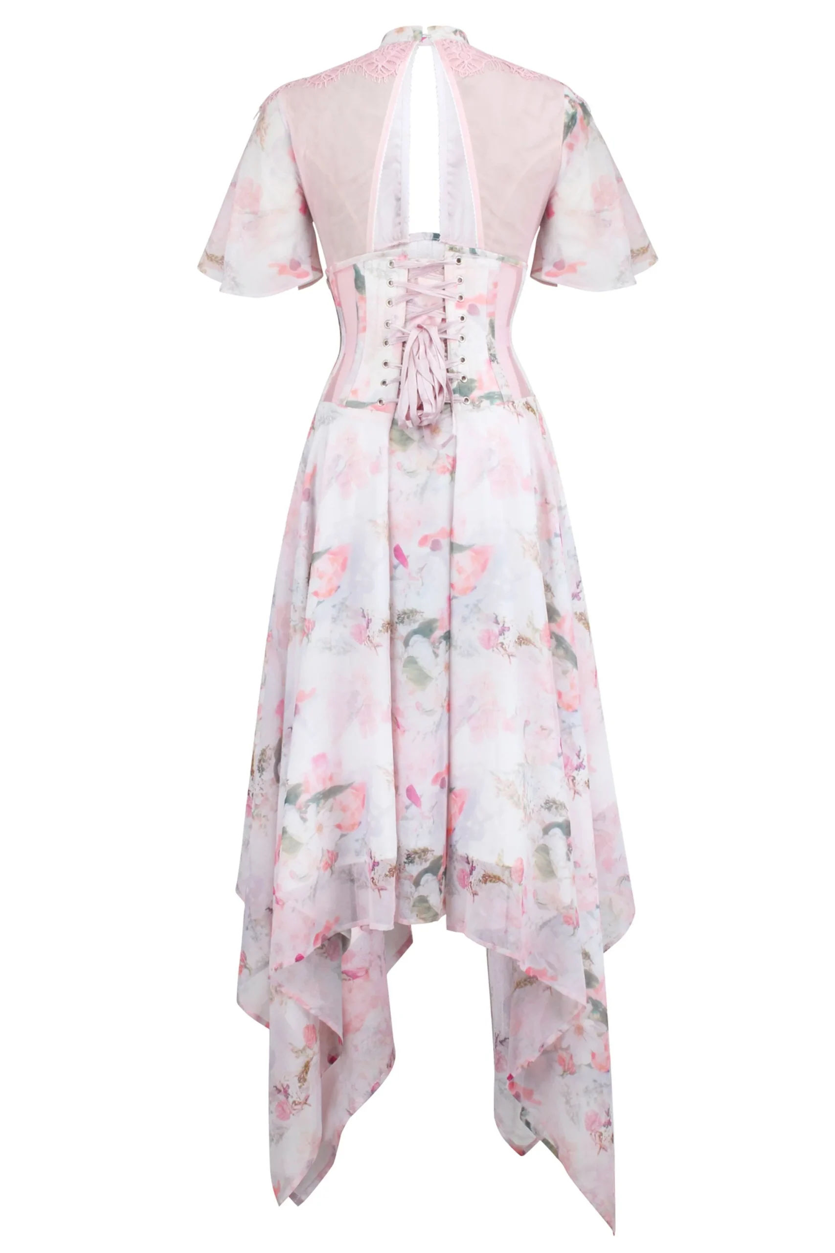 Floral Pink Full Steel Boned Corset Dress – Image 7
