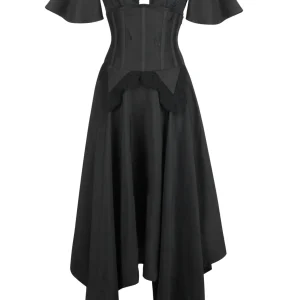 Black Corseted Dress with Lace Detail