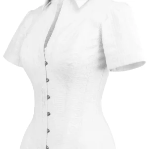 Short Sleeved White Cotton Corset Shirt