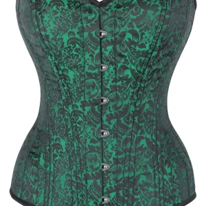 Green Brocade Expert Waist Training Overbust Corset