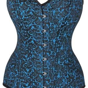Turquoise Brocade Expert Waist Training Overbust Corset