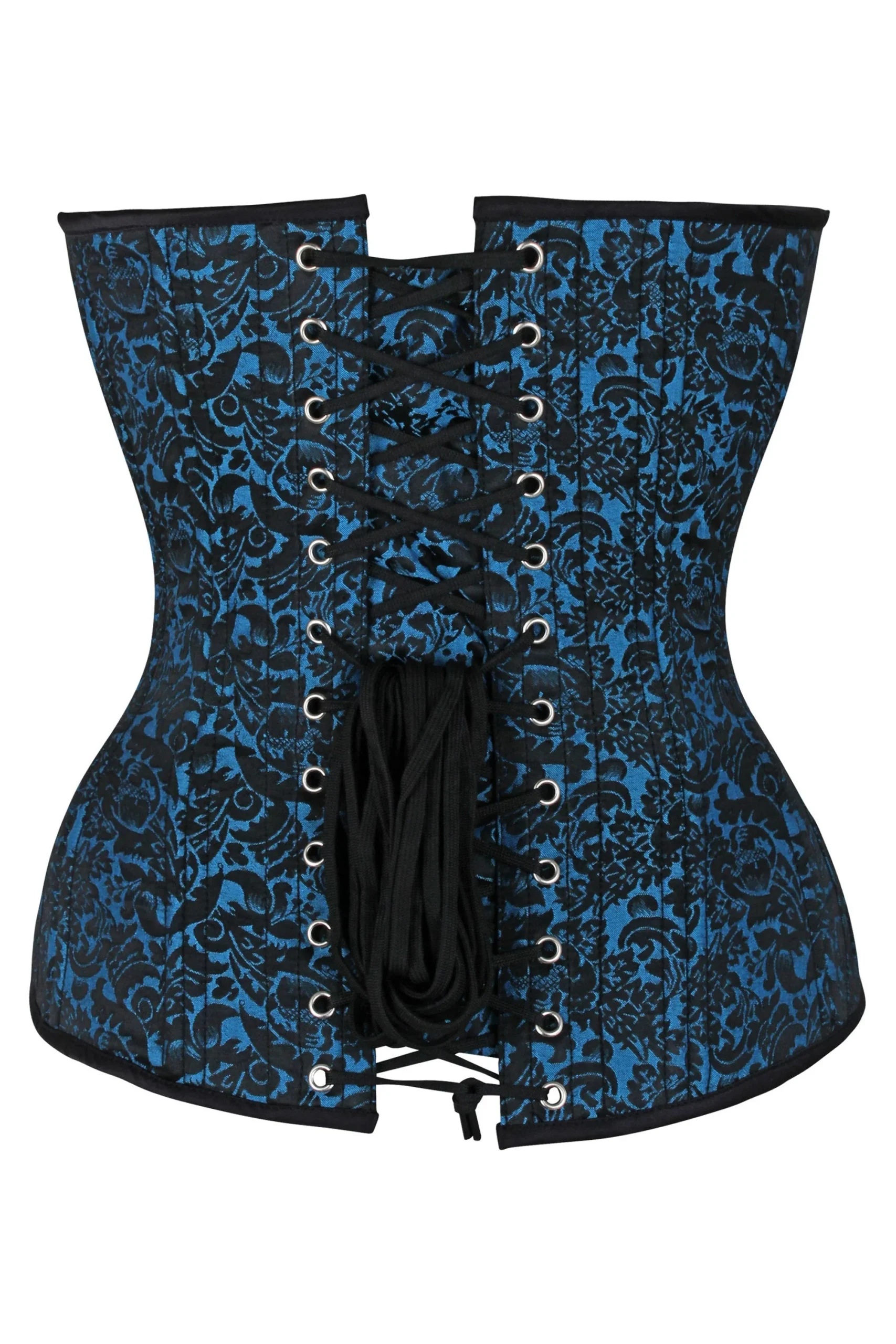 Turquoise Brocade Expert Waist Training Overbust Corset – Image 2
