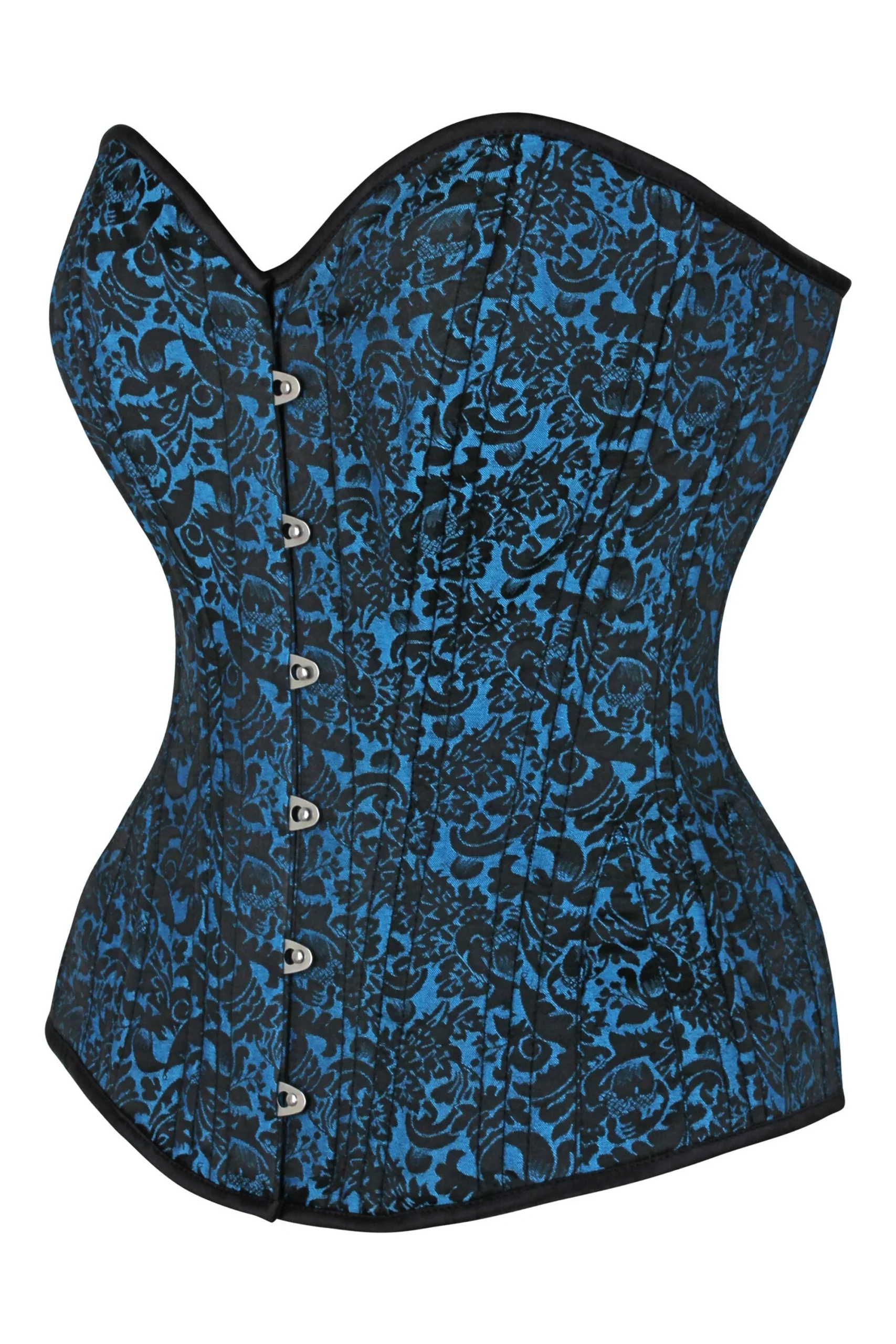 Turquoise Brocade Expert Waist Training Overbust Corset – Image 3