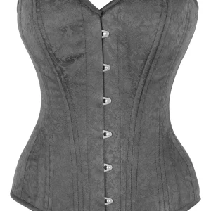 Black Brocade Expert Waist Training Overbust Corset