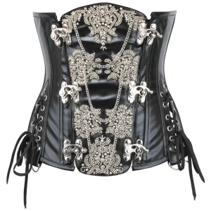 SERRE-TAILLE STEAMPUNK ORNÉ EN SIMILICUIR