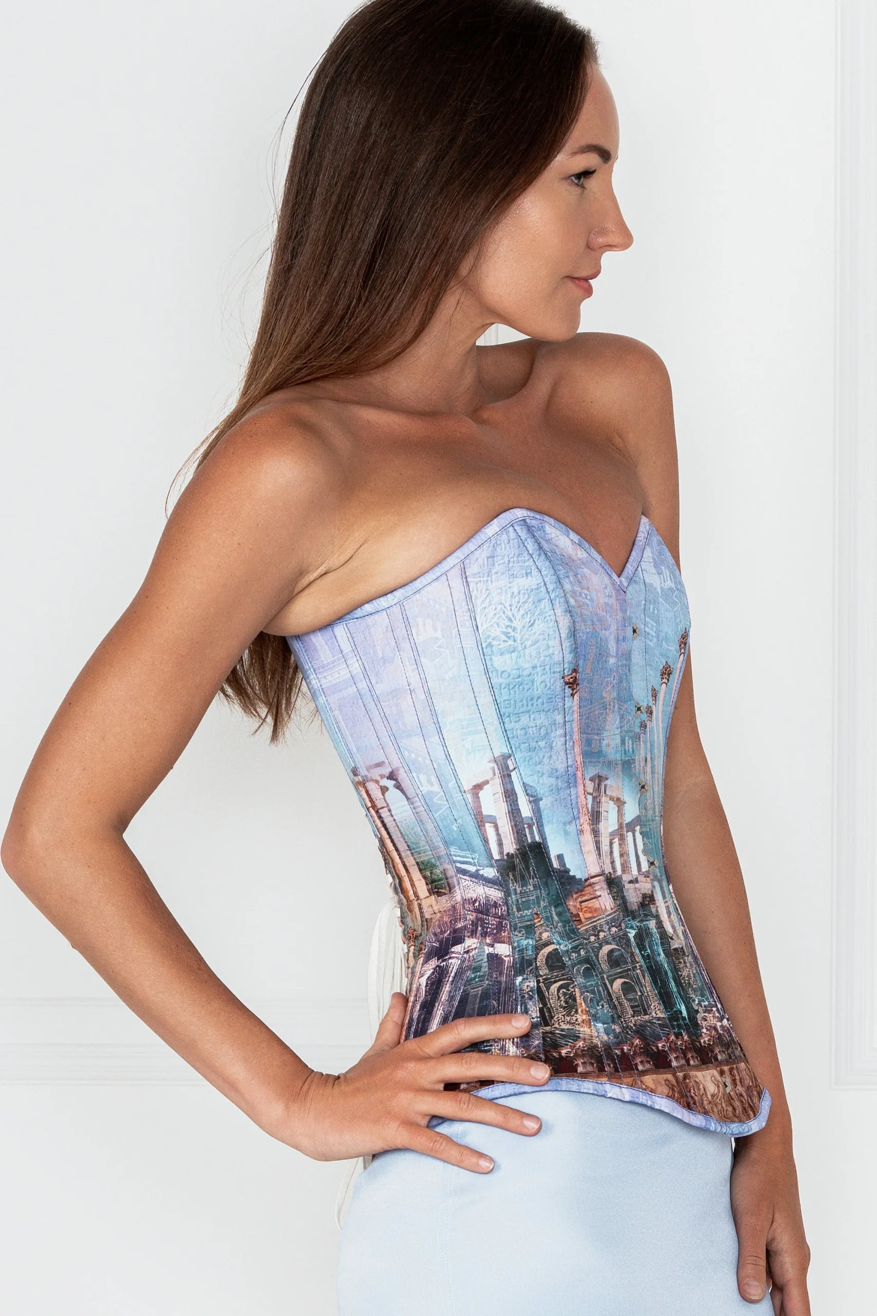 Longline Architectural Print Waist Taming Corset – Image 2
