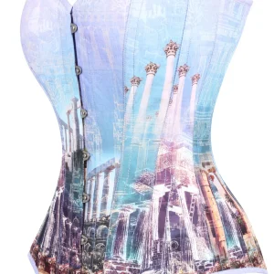Longline Architectural Print Waist Taming Corset