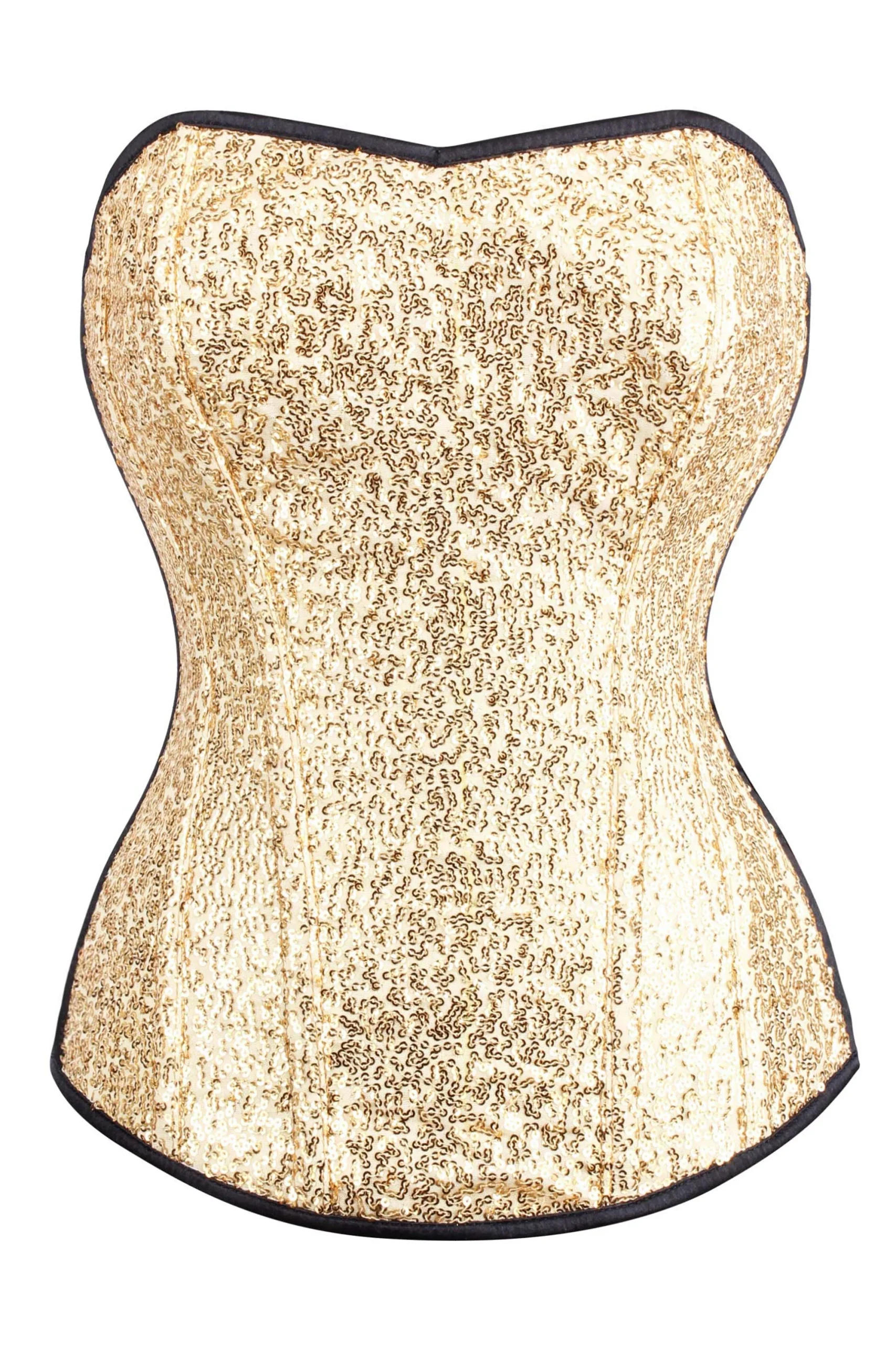 GOLD SEQUIN AND BLACK SATIN INSTANT SHAPE OVERBUST