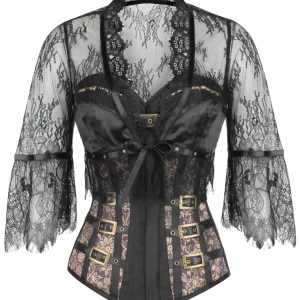 Steampunk Buckled Corset with separate Lace Bolero