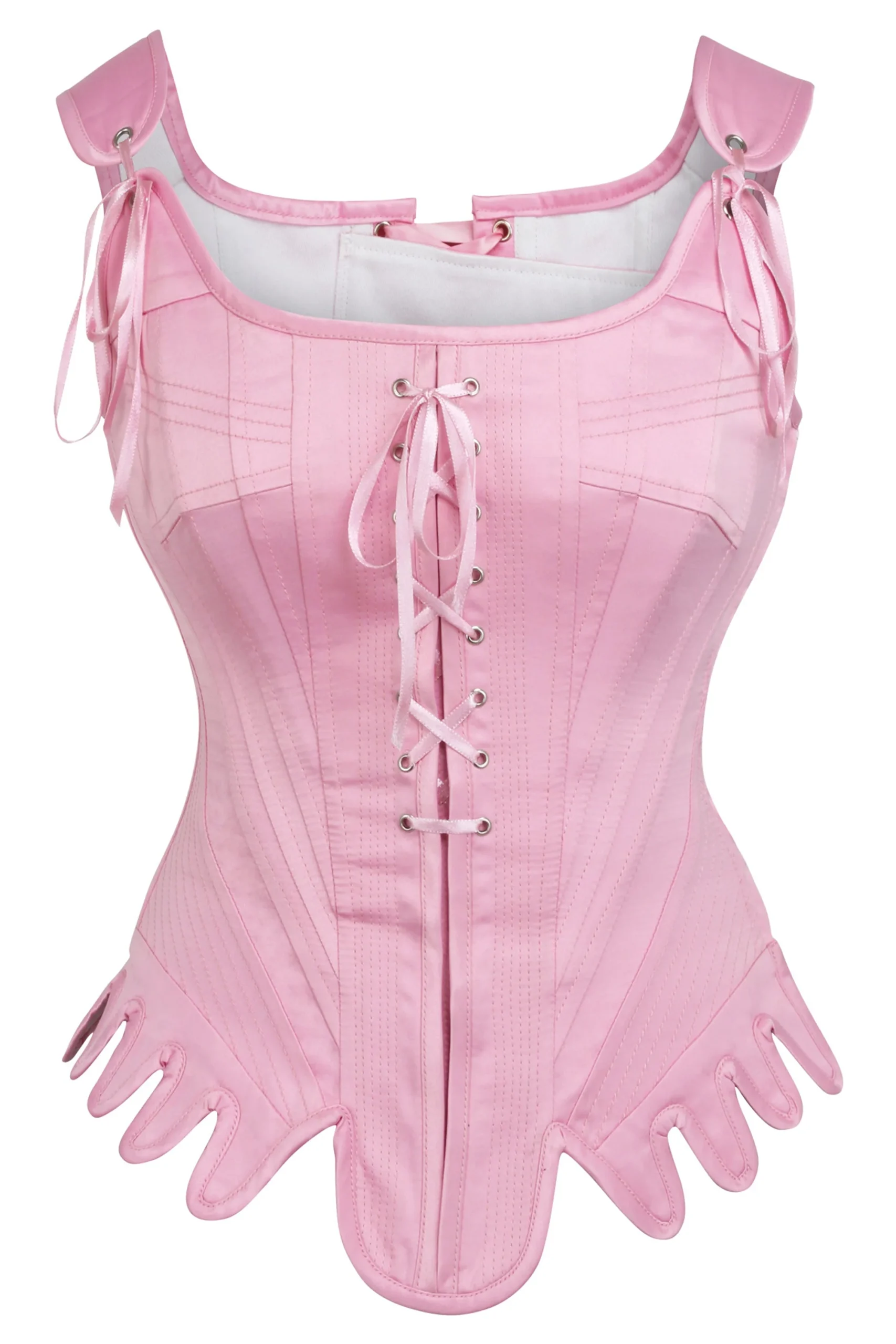 Historically Inspired Baby Pink Satin Overbust Corset