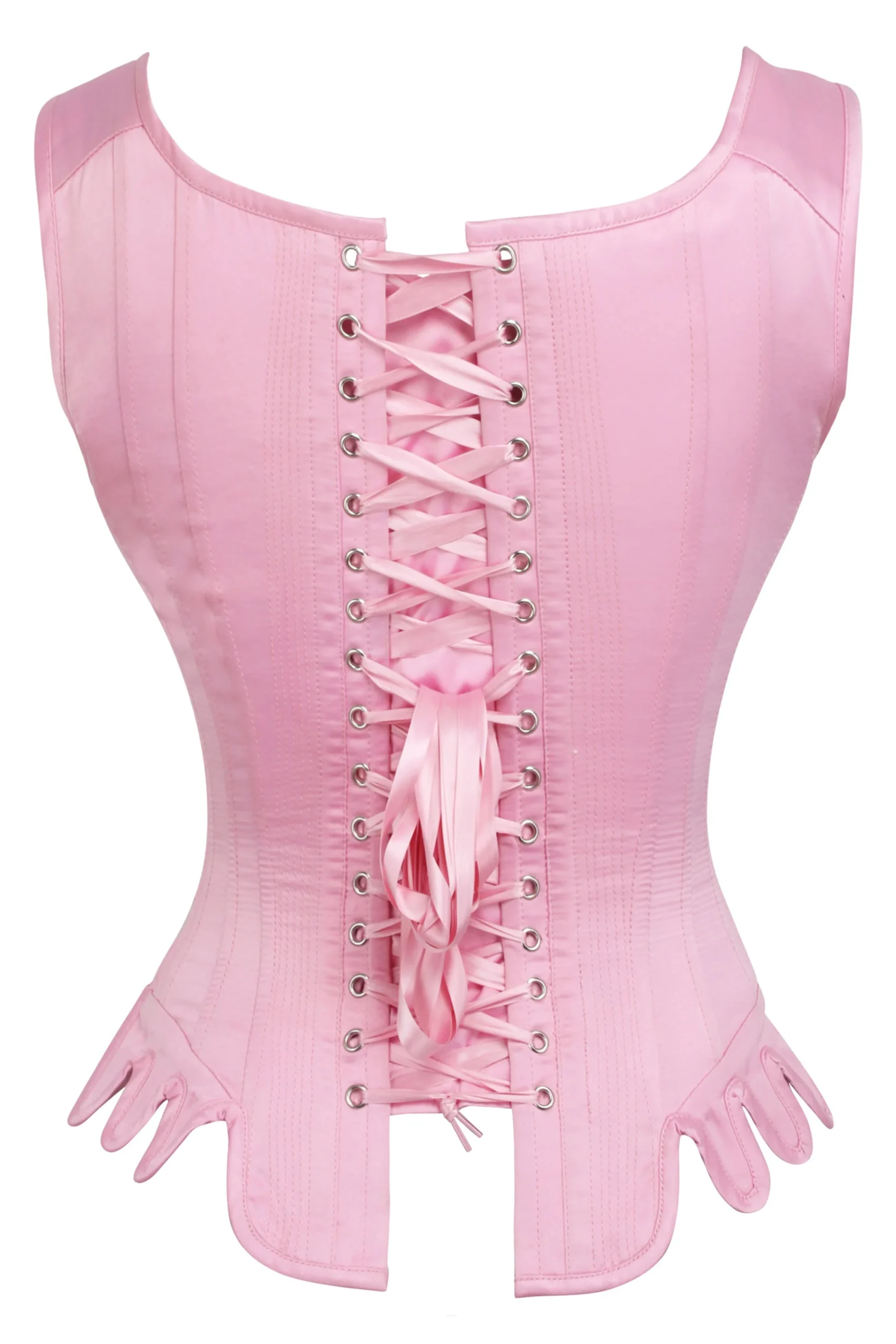 Historically Inspired Baby Pink Satin Overbust Corset – Image 2