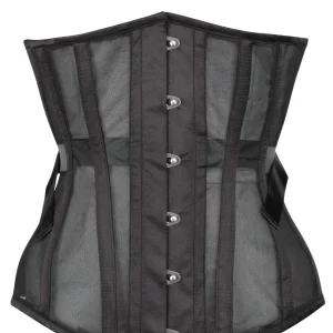 Black Longline Mesh Underbust with Fan Lacing