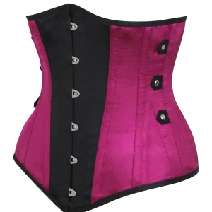 Underbust bustier avec pattes latérales Noir et Rose Steampunk