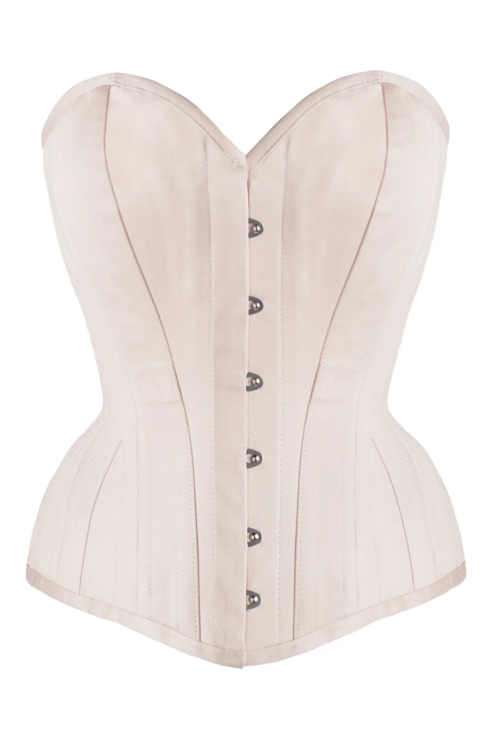 BUSTIER CLASSIQUE WAIST TRAINING EN SERGÉ DE COTON BEIGE ROSÉ AVEC INSERTIONS AUTOUR DES HANCHES