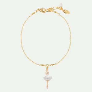 Bracelet à chaîne mini ballerine blanche en strass