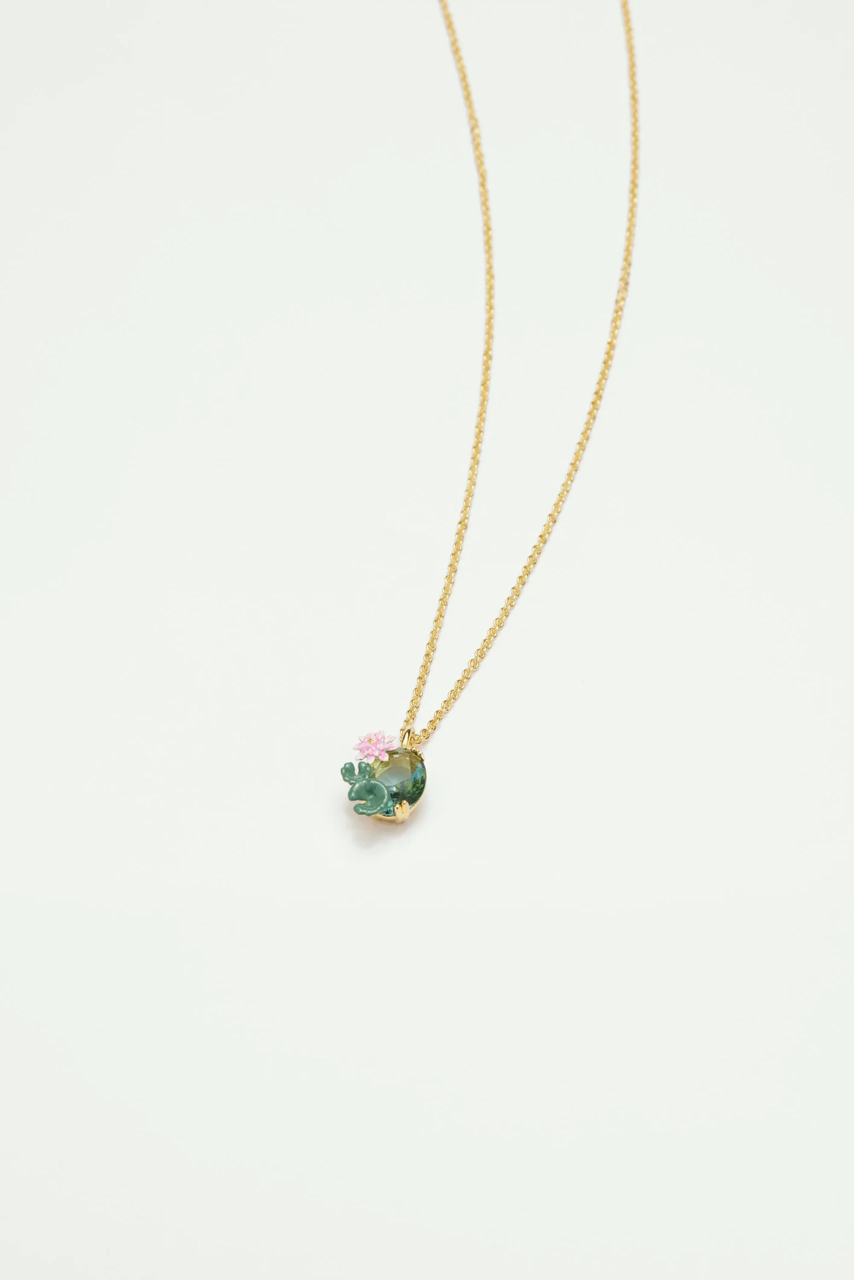 Collier pendentif fleur de lotus et pierre bleue – Image 3