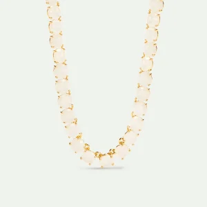 Collier ras de cou pierres rondes La Diamantine blanc opalescent