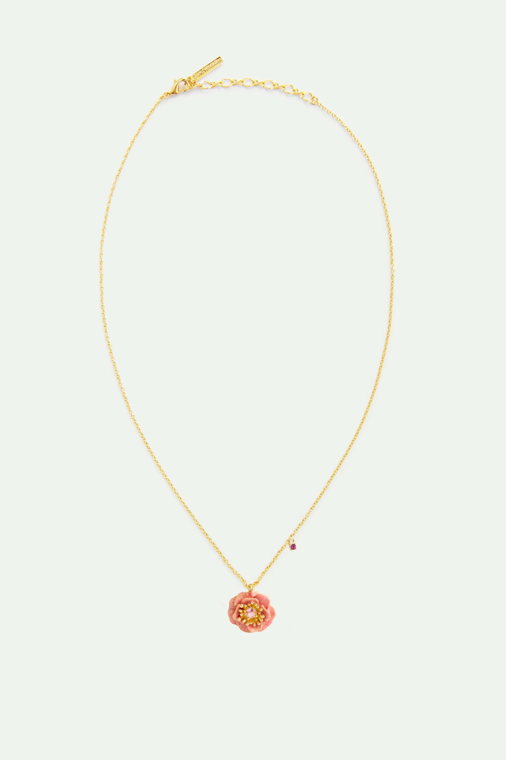 Collier pendentif anémone rose et cristal – Image 4
