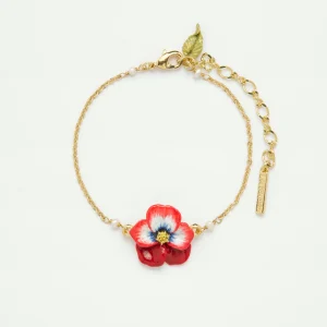 Bracelet fin pensée rouge et cristal