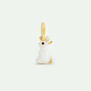 Pendentif lapin blanc et perle, Clairvoyance et Réconfort