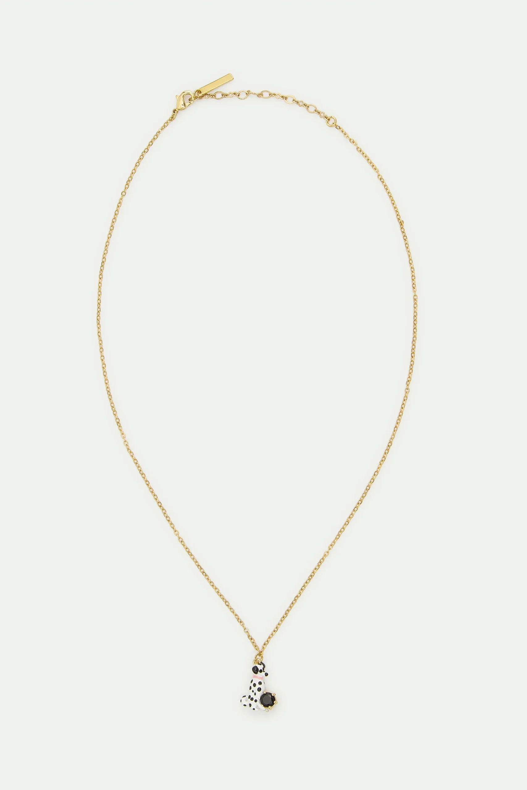 Collier pendentif dalmatien et pierre ronde facettée noire – Image 3