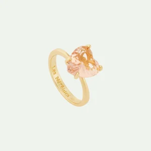 Bague solitaire coeur la diamantine rose abricot