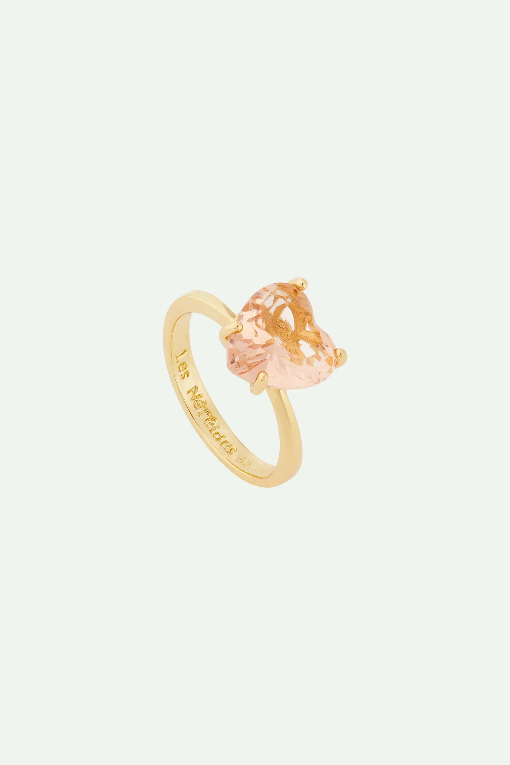 Bague solitaire coeur la diamantine rose abricot