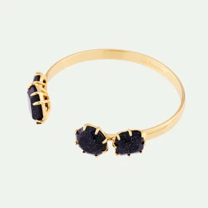 Bracelet jonc 4 pierres la diamantine bleu nuit pailleté