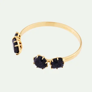 Bracelet jonc 4 pierres la diamantine bleu nuit pailleté