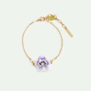 Bracelet fin pensée violette et cristal taillé