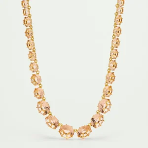 Collier sautoir pierres rondes la diamantine rose abricot