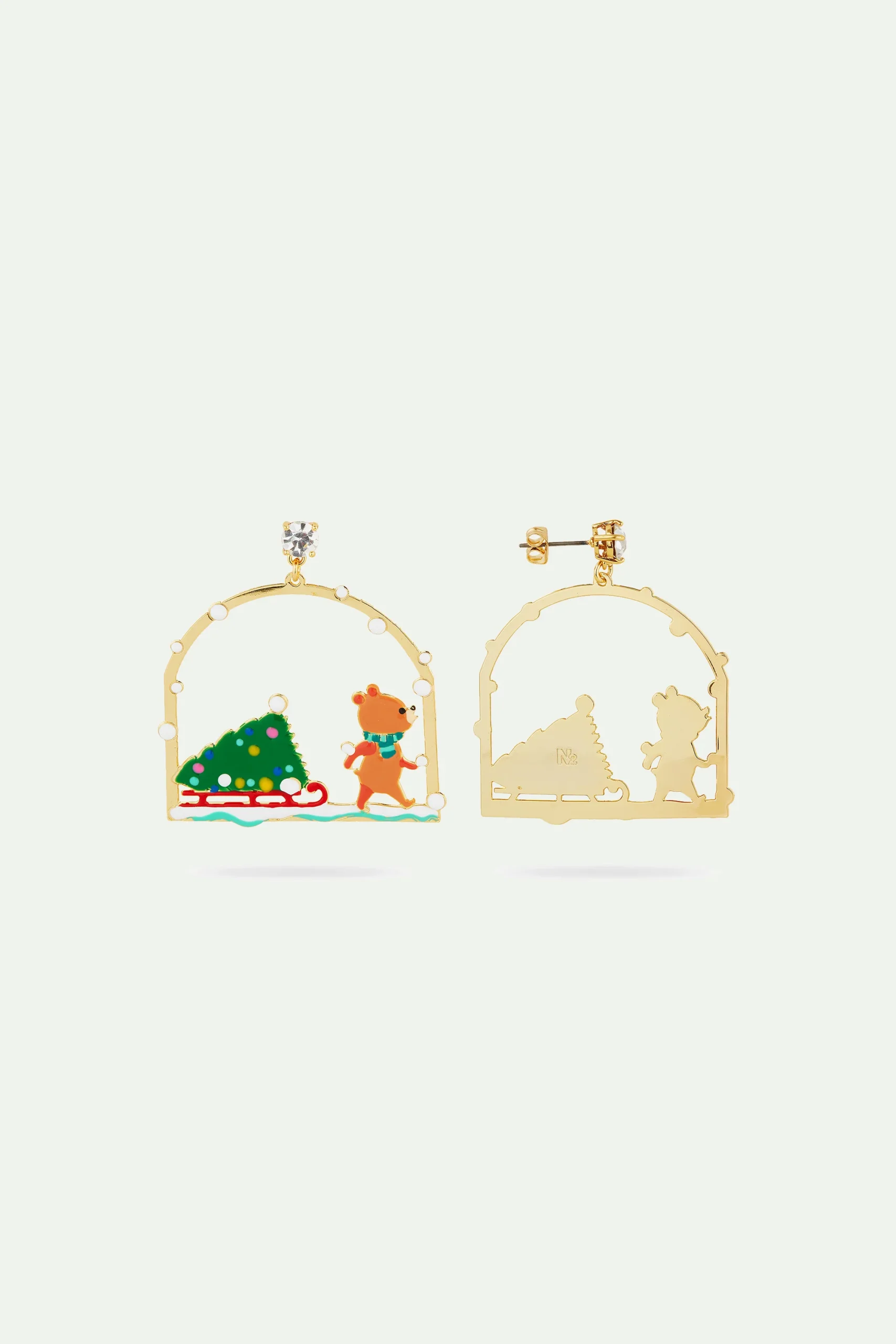 Boucles d'Oreilles Tiges Sapin de Noël et Ourson – Image 3