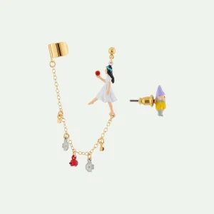 Bijoux d'oreilles asymétriques blanche neige et nain
