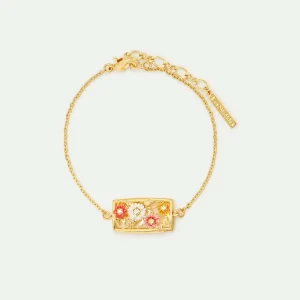 Bracelet fin doré ajouré fleurs zinnias