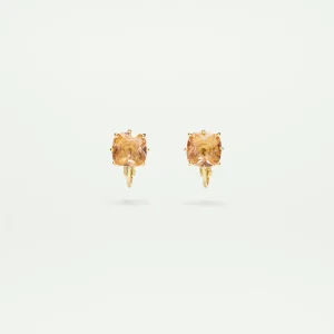 Boucles d'oreilles pierre carrée la diamantine rose abricot