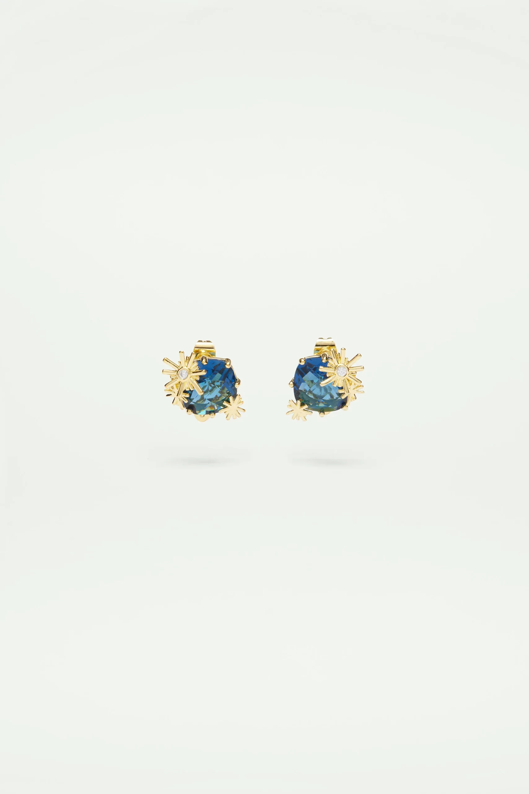 Boucles d'oreilles étoiles dorées et pierre carrée