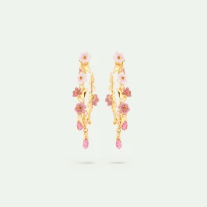 Boucles d'oreilles créoles fleurs de jasmin roses