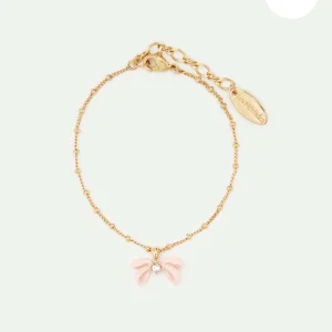 Bracelet pendentif ruban rose