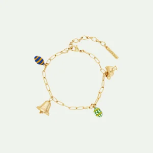 Bracelet charms cloche et œufs de Pâques